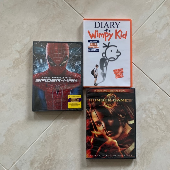 Sealed New DVDs Set Amazing Spider Man, Diary of a Wimpy Kid & The Hunger Games - Picture 1 of 8